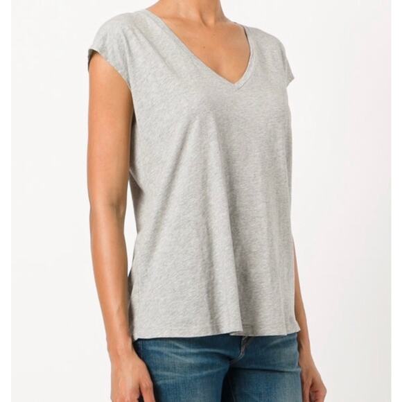 Frame Denim Gris Gray V-Neck Sleeveless Relaxed Fit Shirt Size Small - Picture 1 of 11